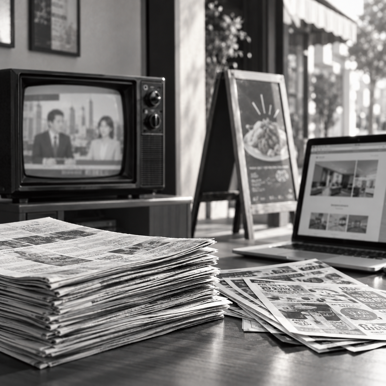 新聞、テレビ、折込チラシなど従来の集客媒体